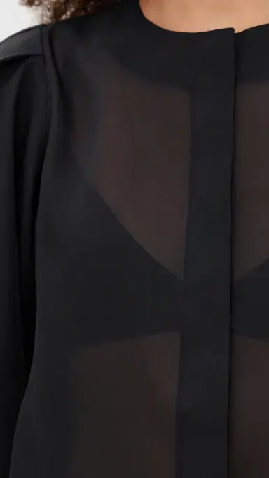 LE BOP Liza Puff Sleeve in Organza Black | Thumbnail 6
