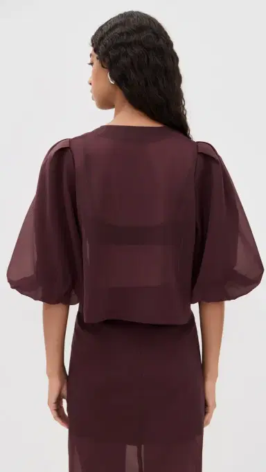 LE BOP Liza Puff Sleeve in Organza Mahogany | Thumbnail 3