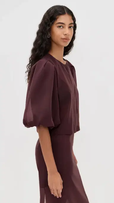 LE BOP Liza Puff Sleeve in Organza Mahogany | Thumbnail 4