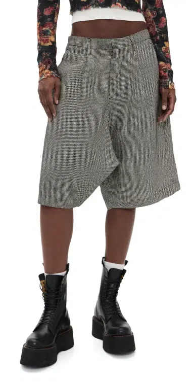 R13 Jumbo Tailored Shorts Black And White Houndstooth 24 | Thumbnail 1 R13 Jumbo Tailored Shorts Black And White Houndstooth 24 | Thumbnail 1