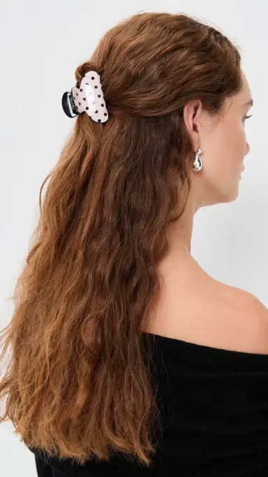 Lele Sadoughi Mini Polka Dot Claw Clip Blush One Size | Thumbnail 3