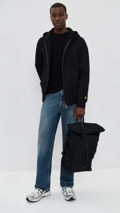 Sandqvist Icon Large Rolltop Backpack Black With Black Leather One Size | Thumbnail 4