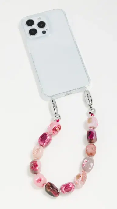 Ossa Large Cut Gemstone Wristlet Fuchsia Agate One Size | Thumbnail 2
