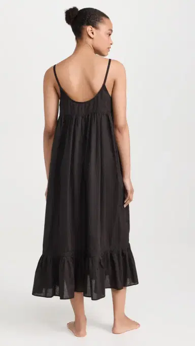 THE GREAT. The Eyelet Ruffle Tank Night Dress Black | Thumbnail 3 THE GREAT. The Eyelet Ruffle Tank Night Dress Black | Thumbnail 3