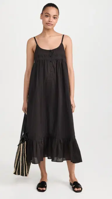 THE GREAT. The Eyelet Ruffle Tank Night Dress Black | Thumbnail 5 THE GREAT. The Eyelet Ruffle Tank Night Dress Black | Thumbnail 5