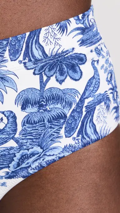 Staud Devon High Rise Bikini Bottoms Blue Toile L | Thumbnail 5