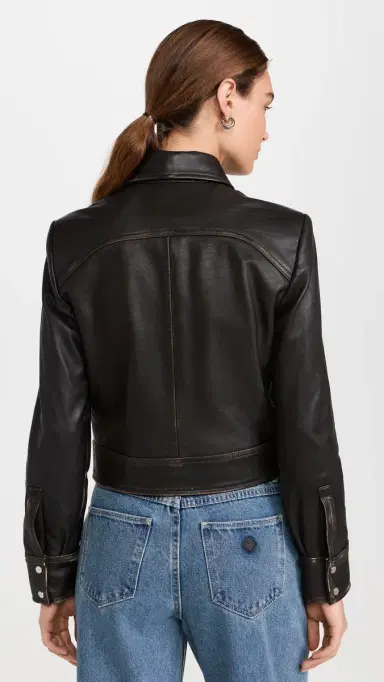 IRO Demet Leather Jacket Brown 40 | Thumbnail 3