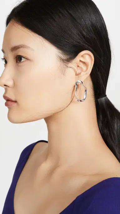 AGMES Small Vera Hoop Earrings Sterling Silver One Size | Thumbnail 3 AGMES Small Vera Hoop Earrings Sterling Silver One Size | Thumbnail 3