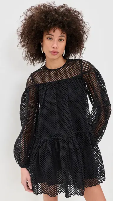 Ulla Johnson Jaclyn Eyelet Cotton Mini Dress Noir | Thumbnail 2 Ulla Johnson Jaclyn Eyelet Cotton Mini Dress Noir | Thumbnail 2
