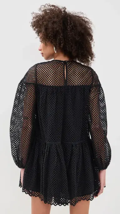 Ulla Johnson Jaclyn Eyelet Cotton Mini Dress Noir | Thumbnail 3 Ulla Johnson Jaclyn Eyelet Cotton Mini Dress Noir | Thumbnail 3