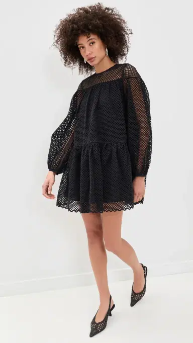 Ulla Johnson Jaclyn Eyelet Cotton Mini Dress Noir | Thumbnail 5 Ulla Johnson Jaclyn Eyelet Cotton Mini Dress Noir | Thumbnail 5