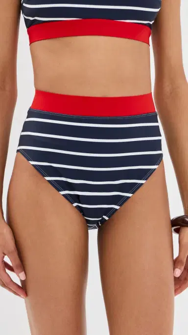 STYLEST DreamSculpt High Bikini Bottoms Navy/Blanc Stripe | Thumbnail 2
