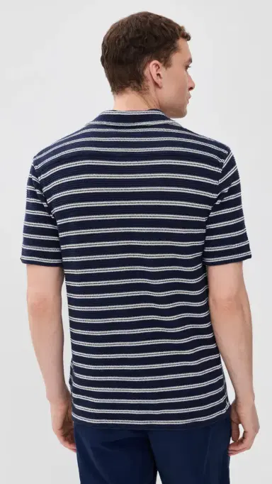 Polo Ralph Lauren Short Sleeve Stripe Knit Collared Shirt Newport Navy/Pale Cream | Thumbnail 3