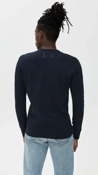 REIGNING CHAMP 1x1 Slub Slim Henley Navy L | Thumbnail 3 REIGNING CHAMP 1x1 Slub Slim Henley Navy L | Thumbnail 3