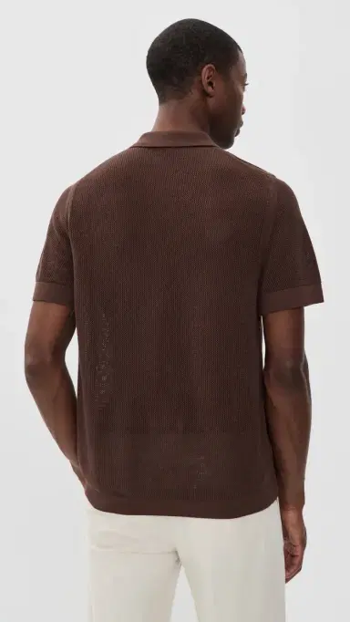 Onia Crochet Knit Button Up Shirt Espresso | Thumbnail 3