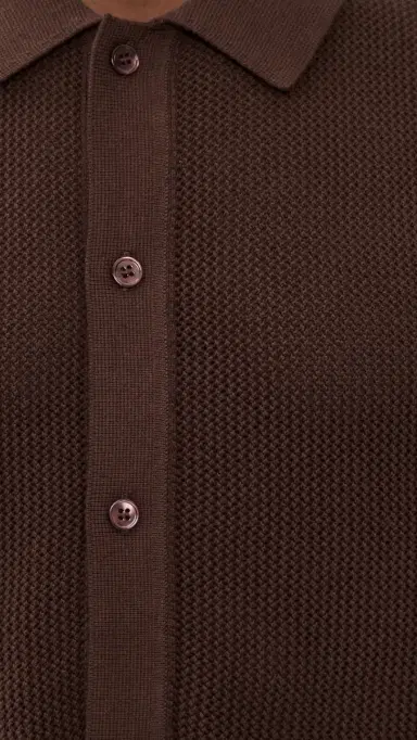 Onia Crochet Knit Button Up Shirt Espresso | Thumbnail 6
