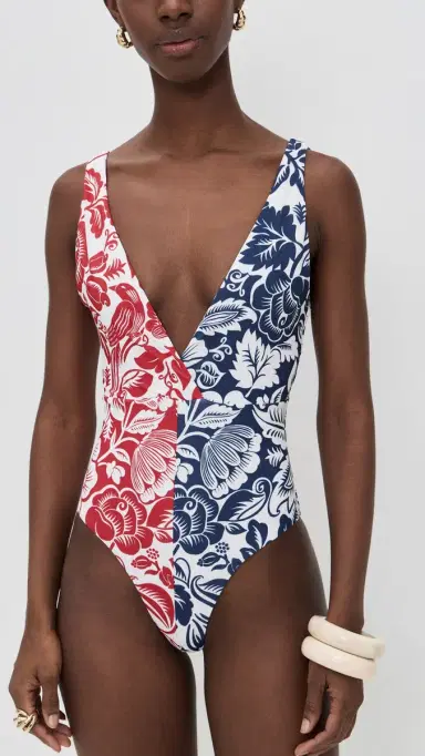 Farm Rio Cashew and Birds One Piece Cashew And Birds Red And Blue S | Thumbnail 2 Farm Rio Cashew and Birds One Piece Cashew And Birds Red And Blue S | Thumbnail 2