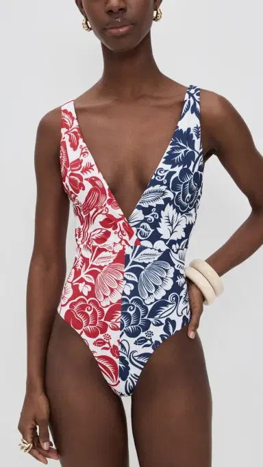 Farm Rio Cashew and Birds One Piece Cashew And Birds Red And Blue S | Thumbnail 5 Farm Rio Cashew and Birds One Piece Cashew And Birds Red And Blue S | Thumbnail 5