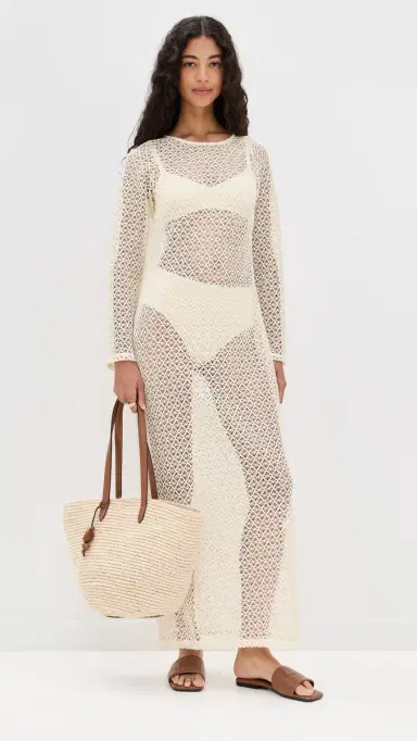 LE BOP Island Crochet Maxi Dress Natural L | Thumbnail 2 LE BOP Island Crochet Maxi Dress Natural L | Thumbnail 2