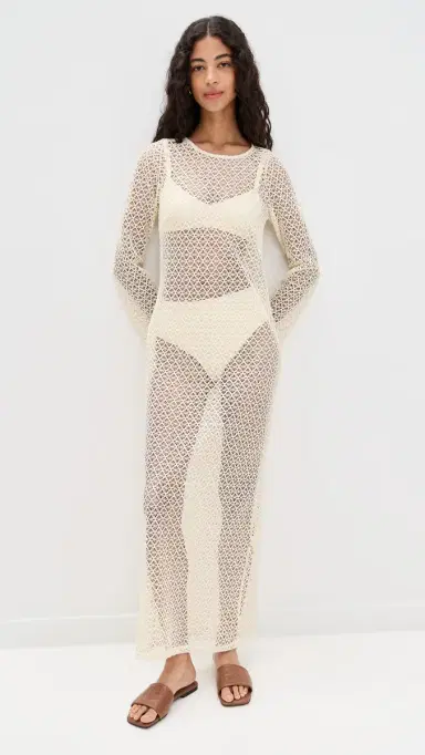 LE BOP Island Crochet Maxi Dress Natural L | Thumbnail 5 LE BOP Island Crochet Maxi Dress Natural L | Thumbnail 5