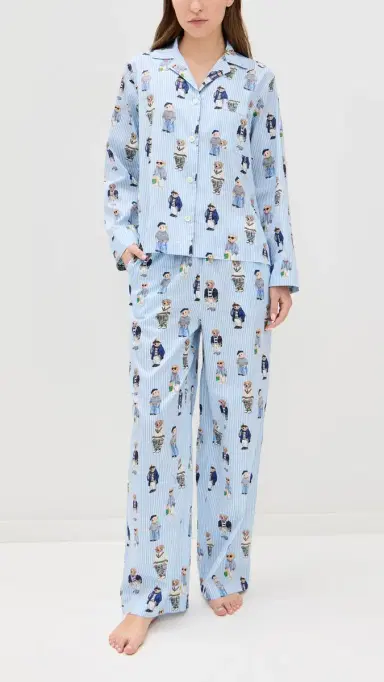 Polo Ralph Lauren Madison All Over Bear Pajama Set Oxford Blue | Thumbnail 2