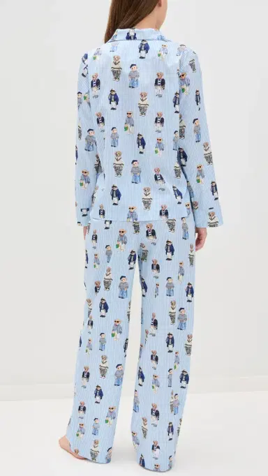 Polo Ralph Lauren Madison All Over Bear Pajama Set Oxford Blue | Thumbnail 3
