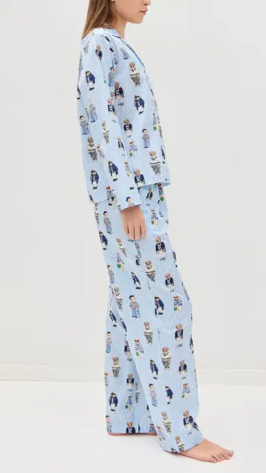 Polo Ralph Lauren Madison All Over Bear Pajama Set Oxford Blue | Thumbnail 4