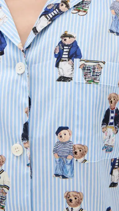 Polo Ralph Lauren Madison All Over Bear Pajama Set Oxford Blue | Thumbnail 6