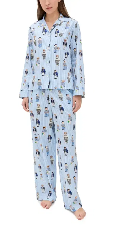 Polo Ralph Lauren Madison All Over Bear Pajama Set Oxford Blue | Thumbnail 1