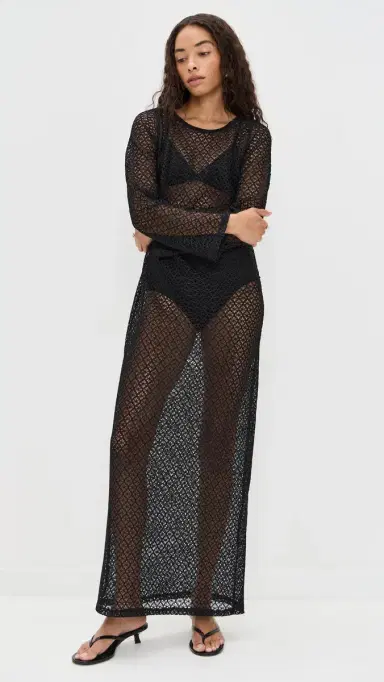 LE BOP Island Crochet Maxi Dress Black | Thumbnail 2