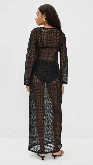 LE BOP Island Crochet Maxi Dress Black | Thumbnail 3