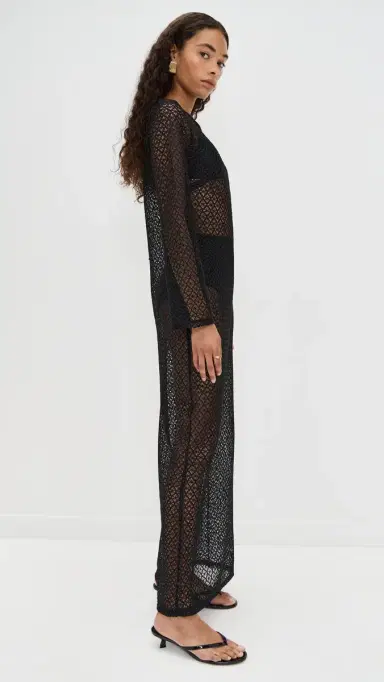 LE BOP Island Crochet Maxi Dress Black | Thumbnail 4