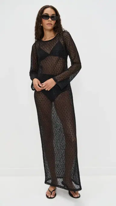LE BOP Island Crochet Maxi Dress Black | Thumbnail 5