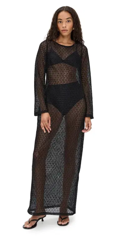 LE BOP Island Crochet Maxi Dress Black | Thumbnail 1