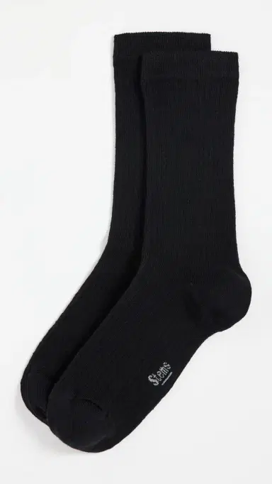 Stems Cashmere Crew Socks Black One Size | Thumbnail 2
