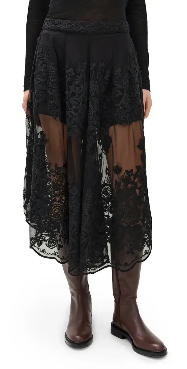 Arielle Lace Flared Pants Black