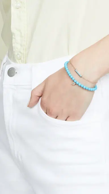 Sydney Evan 14k Gold Turquoise Beaded Evil Eye Charm Bracelet | Thumbnail 3 Sydney Evan 14k Gold Turquoise Beaded Evil Eye Charm Bracelet | Thumbnail 3