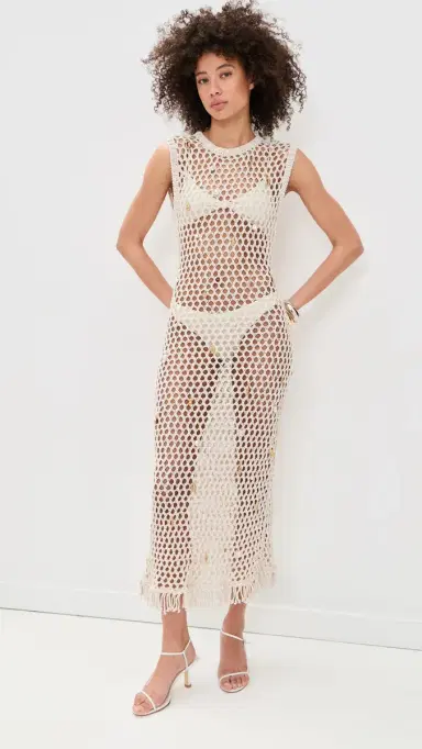 SIMKHAI Coralia Knit Charmed Midi Dress Sand ulti | Thumbnail 2