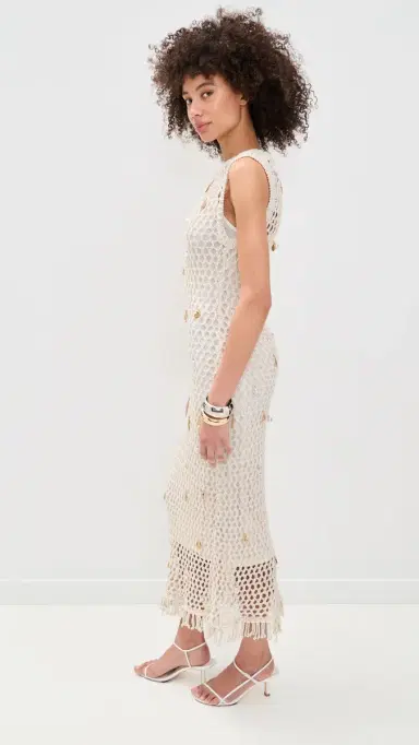 SIMKHAI Coralia Knit Charmed Midi Dress Sand ulti | Thumbnail 4
