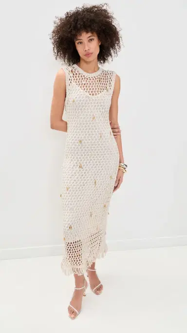 SIMKHAI Coralia Knit Charmed Midi Dress Sand ulti | Thumbnail 5