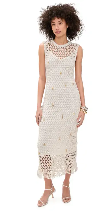 SIMKHAI Coralia Knit Charmed Midi Dress Sand ulti | Thumbnail 1