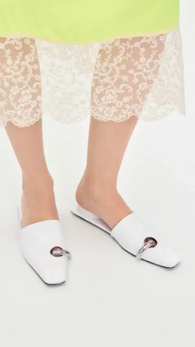 Tory Burch Pierced Mules Bianco/Silver 8 | Thumbnail 3