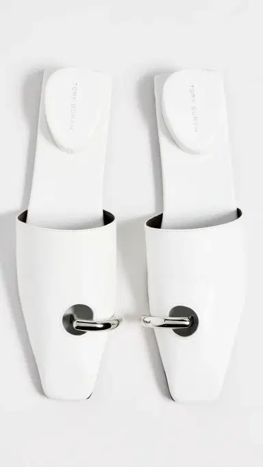 Tory Burch Pierced Mules Bianco/Silver 8 | Thumbnail 5