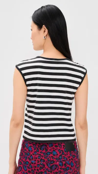 R13 Striped Baby Tee Black And White Wide Stripe | Thumbnail 3