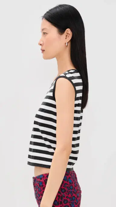 R13 Striped Baby Tee Black And White Wide Stripe | Thumbnail 4