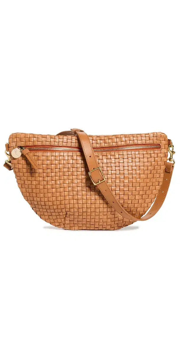 Clare V. Grande Fanny Natural Woven Checker One Size