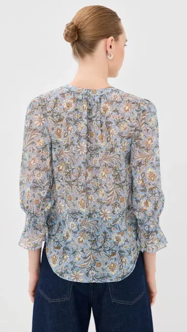 Veronica Beard Ashlynn Blouse Blue Jay Multi | Thumbnail 3 Veronica Beard Ashlynn Blouse Blue Jay Multi | Thumbnail 3