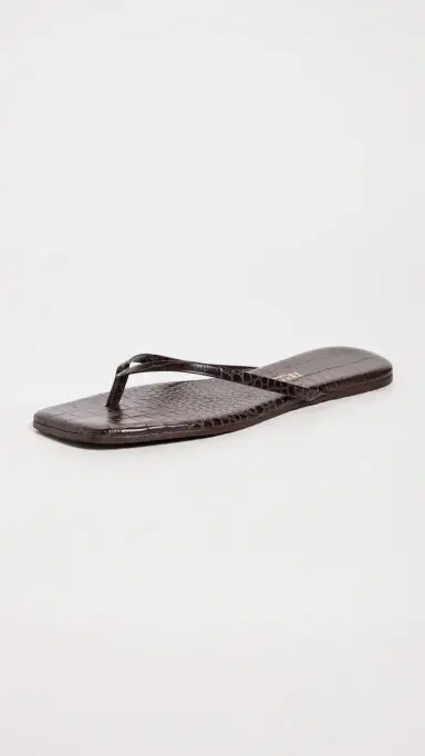 TKEES Square Toe Lily Flip Flops Carob Croc 8 | Thumbnail 5