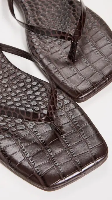 TKEES Square Toe Lily Flip Flops Carob Croc 8 | Thumbnail 6