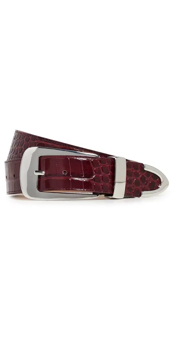 Arden Croco Belt Merlot/Silver